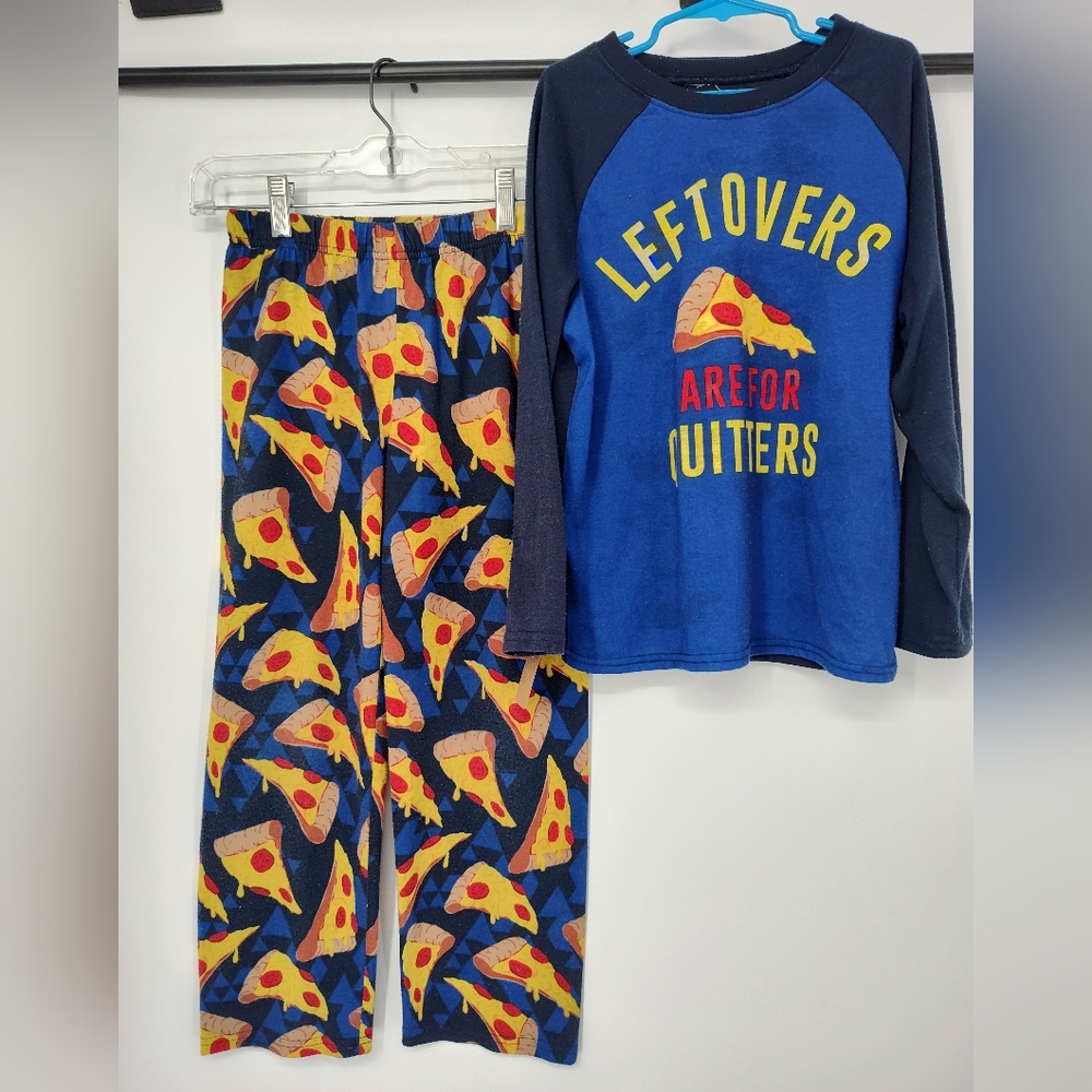 The Children's Place Blue and Yellow Pizza Print Pajama Set Kids Size Medium 7/8